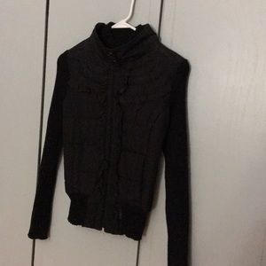 SayWhat Ruffle Sweater Coat